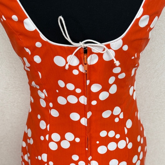 Vibrant Orange Polka Dot Flamenco Tiered Ruffle Dress - Picture 5 of 8